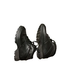 Kids Black Leather Ankle Boots Lug Sole Lace Up Casual Shoes 6 Y